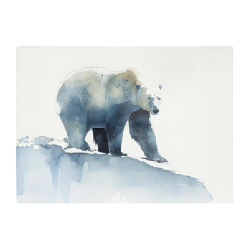 Image of Warren Reed Designer Polar Bear Watercolour Glass Chopping Board