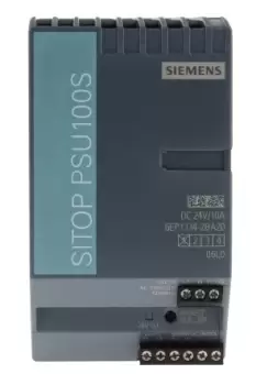 Image of Siemens SITOP PSU100S Switch Mode DIN Rail Power Supply 170 264 V ac, 85 132 V ac Input, 24V dc