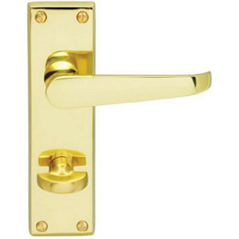 Image of Loops Victorian Flat Lever on Bathroom Backplate Handle 150 x 42mm Polished Brass Metallics
