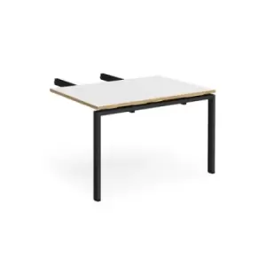 Image of Adapt add on unit double return desk 800mm x 1200mm - Black frame and white top with oak edge