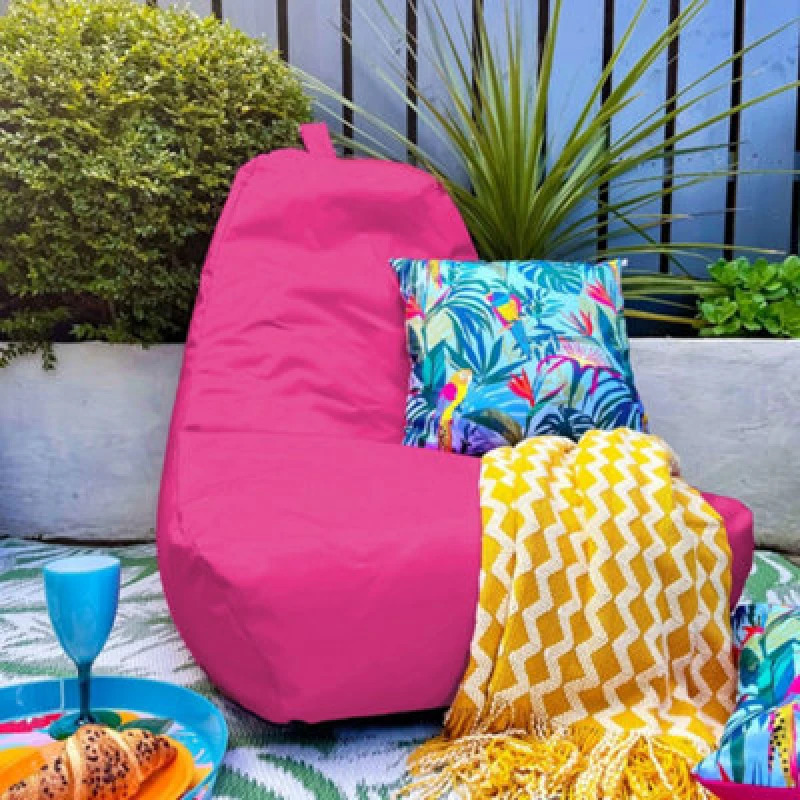Image of rucomfy Beanbags Rucomfy Indoor Or Outdoor Adults Water Resistant Pink Beanbag Chair