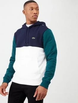 Image of Lacoste Sportswear Colour Block Overhead Hoodie - Navy
