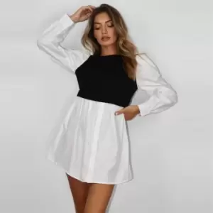 Image of Missguided Petite Puff Slv Sweater Shirt Dress - Black