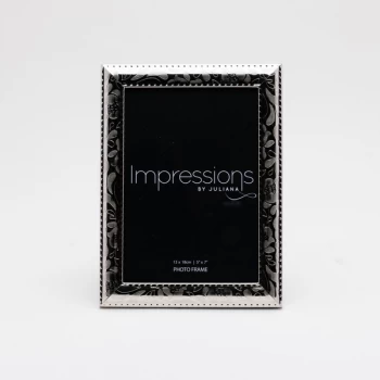 Image of 5" x 7" - Silver Photo Frame with Floral Pattern