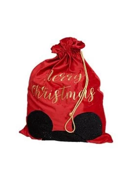 Image of Disney Luxury Red Velvet Disney Christmas Gift Sack - Mickey