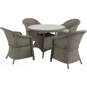 Image of Outsunny - 5 pcs Patio pe Rattan Dining Set Garden Furniture Set w/ Umbrella Hole - Mixed-grey