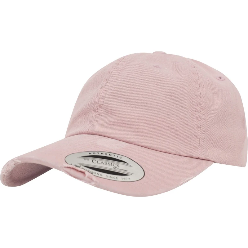Image of Flexfit by Yupoong Mens Low Profile Destroyed Cap in Pink Pink Male One Size