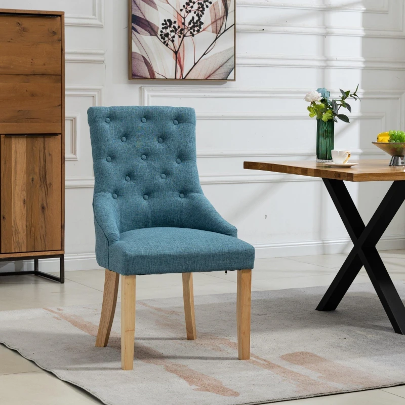Image of Artemis Home Ravenna Fabric Dining Chairs - Set of 2 in Teal Teal Unisex
