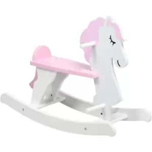 Image of Homcom - Kids Ride-On Toy Rocking Horse w/ Handlebar, Foot Pedal - Pink - Pink