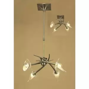 Image of Suspension Flavia Convertible Semi Telescopic Round Ceiling 4 Bulbs G9, antique brass