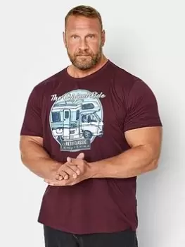 Image of BadRhino Badrhino Original Ride Burgundy T-Shirt, Red, Size 2XL, Men