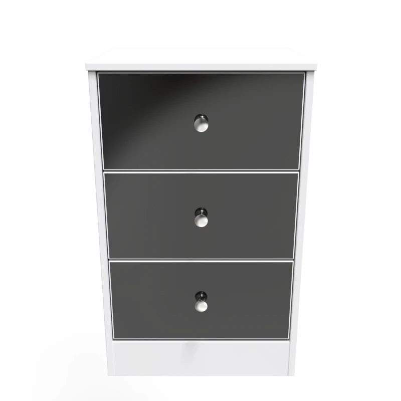 Image of Taunton 3 Drawer Bedside Cabinet In Black & White (Ready Assembled)