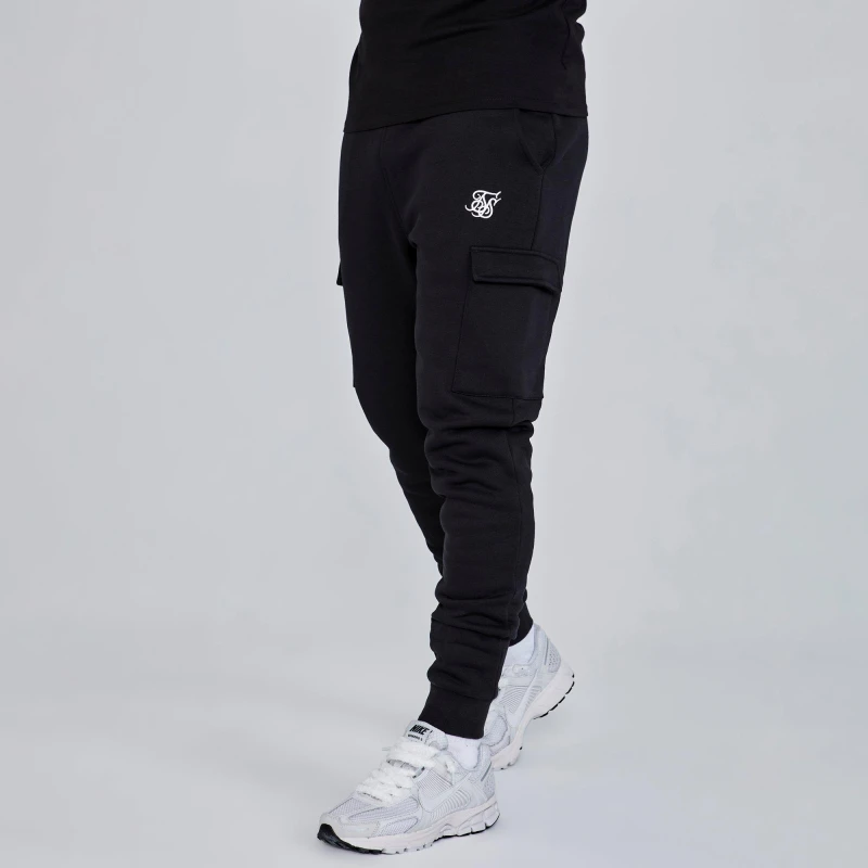 Image of SikSilk Khaki Essential Cargo Jogger Black