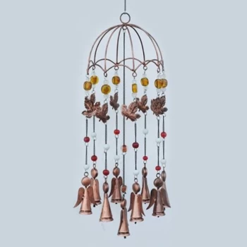 Image of Windchime - Copper Angel Under Umbrella