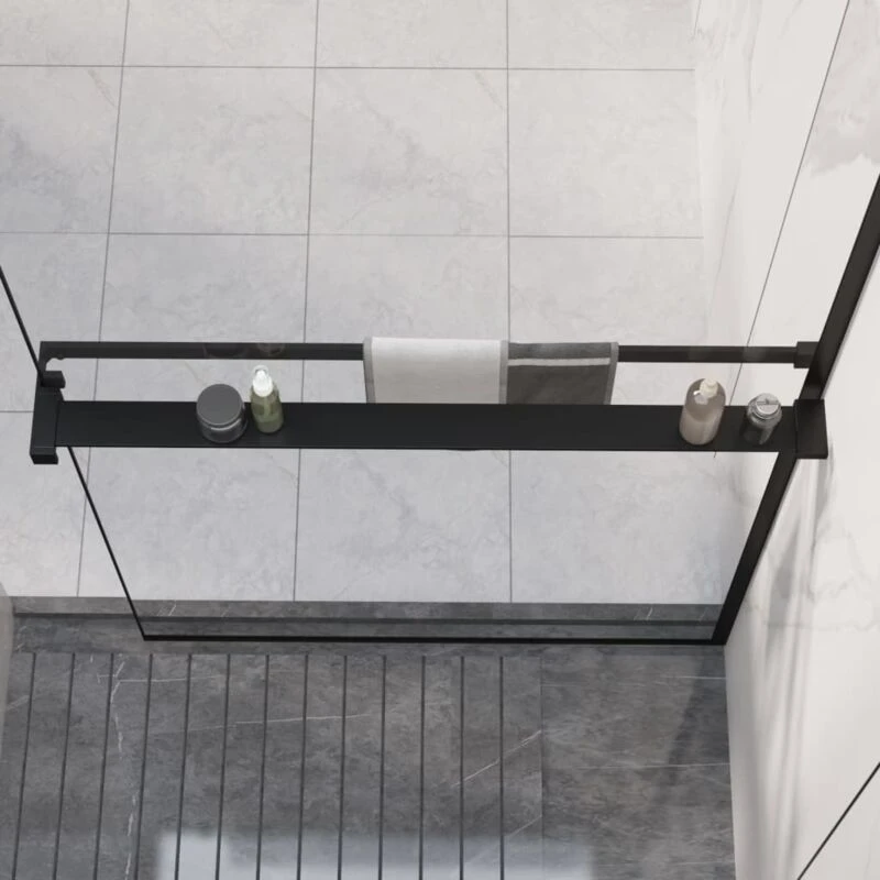 Image of vidaXL Shower Shelf For Walk-in Shower Wall Black 90cm Aluminium, Black 153616