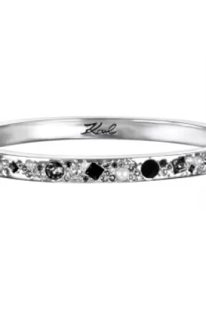 Image of Ladies Karl Lagerfeld Silver Plated Narrow Scattered Crystal Bracelet 5378326