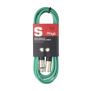 Image of Stagg SMC3CGR High Quality Microphone Cable XLR-XLR Plug 3m Green