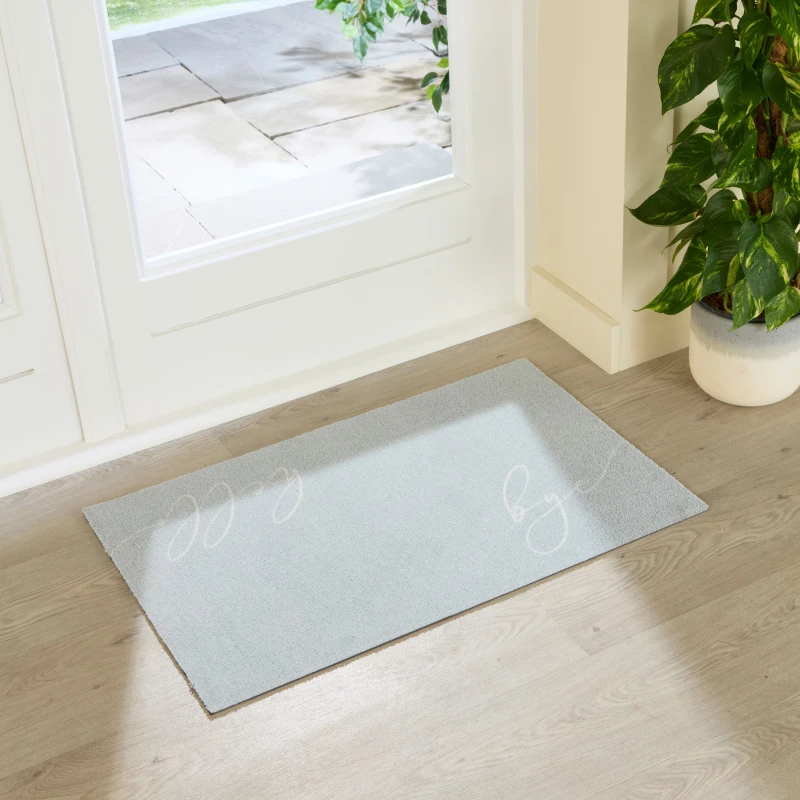 Image of Artsy Mats Hello Bye Indoor Washable Doormat 80X50Cm, Blue IND8050-HELLOBY