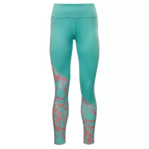 Image of Reebok Running Printed Leggings Womens - Semi Classic Teal