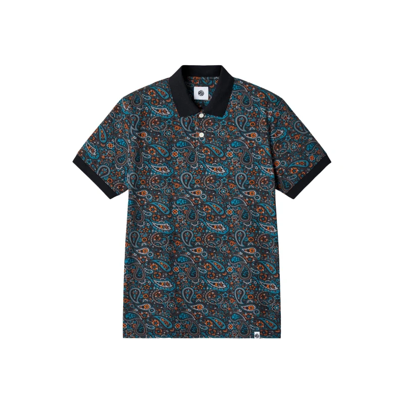 Image of Pretty Green Mens Wonderwall Paisley Short-Sleeve Polo Shirt Dark Grey male Small
