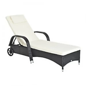 Image of Outsunny Rattan Lounger 862-005V01BK Black