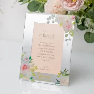 Image of Peaches & Cream Glass Mirror Photo Frame 4" x 6" Grandma