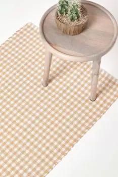 Image of Cotton Gingham Check Hand Woven Hall Runner, 66 x 200 cm