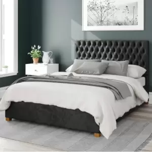 Image of Monroe Mirazzi Velvet Ottoman Bed Frame Black
