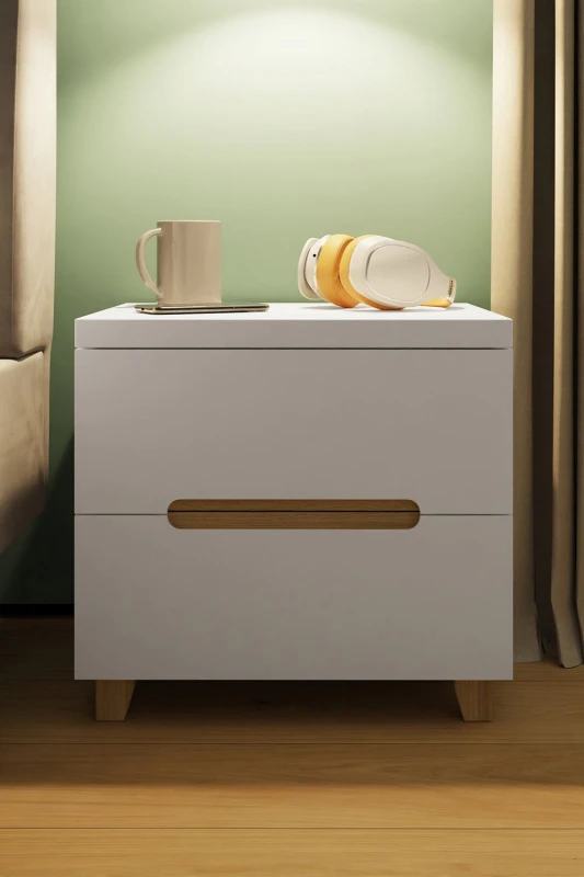 Image of FWStyle Veloce 2 Drawer White Gloss Bedside Fast Click Assembly White