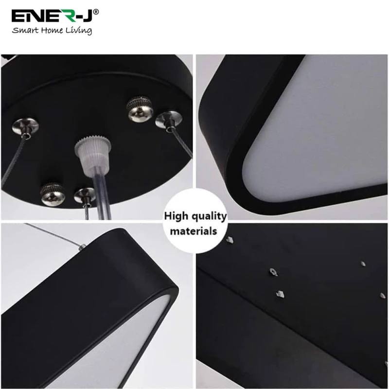Image of ENER-J 36W Hollow Triangle Pendant Light Size Diameter 80 cms Lampshade in Black Unisex