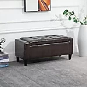 Image of Homcom Leather Storage Bench Brown