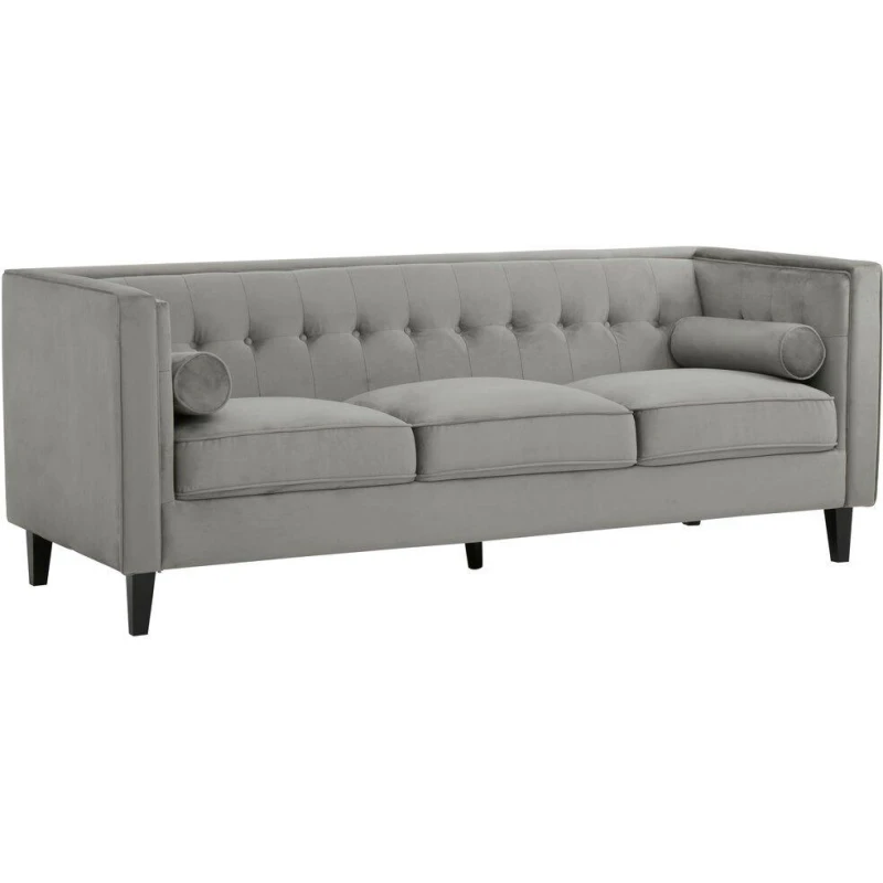 Image of Interiors by Premier Helia 3 Seat Grey Velvet Sofa Grey unisex One Size