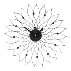 Image of 40cm Black Metal Flower Wall Clock