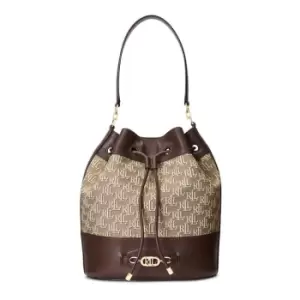 Image of Lauren by Ralph Lauren Monogram Large Andie Bucket Bag - Brown
