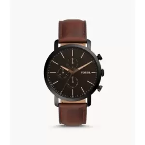 Image of Fossil Mens Luther Chronograph Leather Watch - Brown