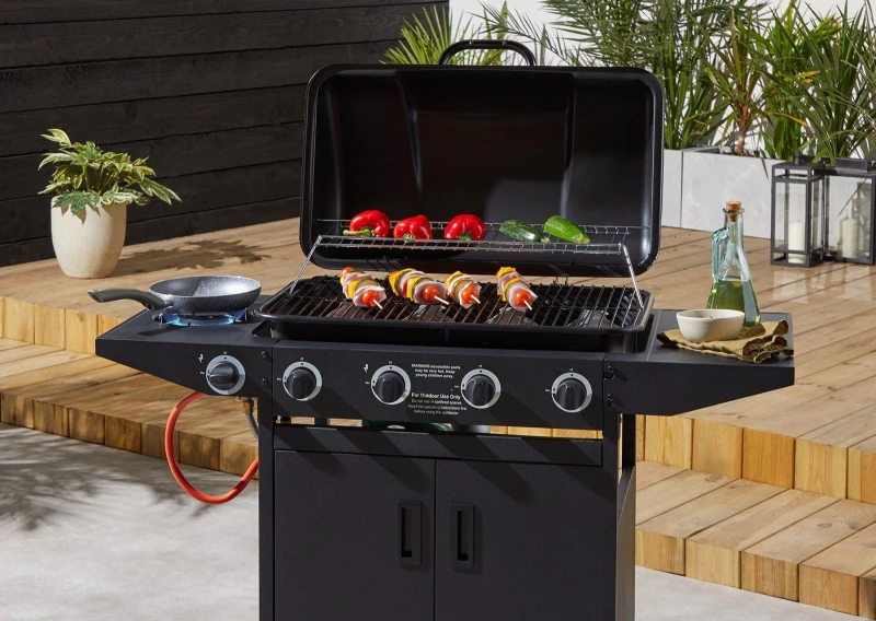 Image of Linea Studio 4 Burner BBQ with Side Burner Black unisex One Size