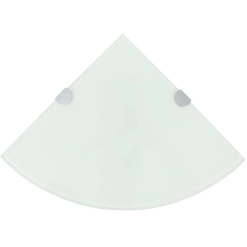 Image of Corner Shelf with Chrome Supports Glass White 25x25 cm