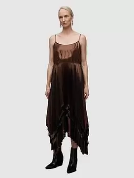 Image of Allsaints Nadia Foil Dress - Pale Cacao/Black