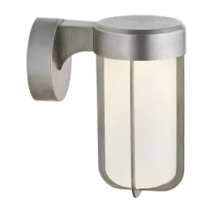 Image of Merano Benevento Outdoor Integrated LED Wall Lamp Brushed Silver Finish & Frosted Glass IP44