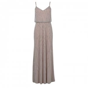 Image of Adrianna Papell Adrianna Papell Beaded Maxi Dress - Nude/Silver
