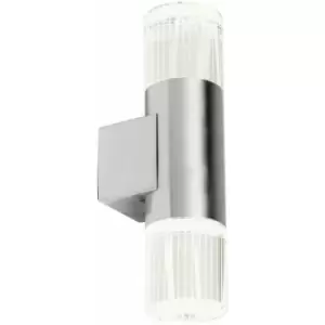 Image of Loops - IP44 Accent Outdoor LED Light Steel Double Glass Up Down Wall Lamp Porch Garden