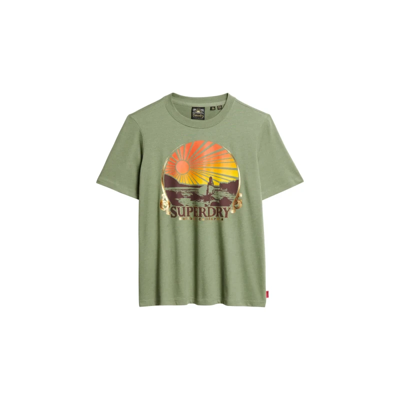 Image of Superdry Womens T-Shirt Superdry Travel Souvenir Vert Female S