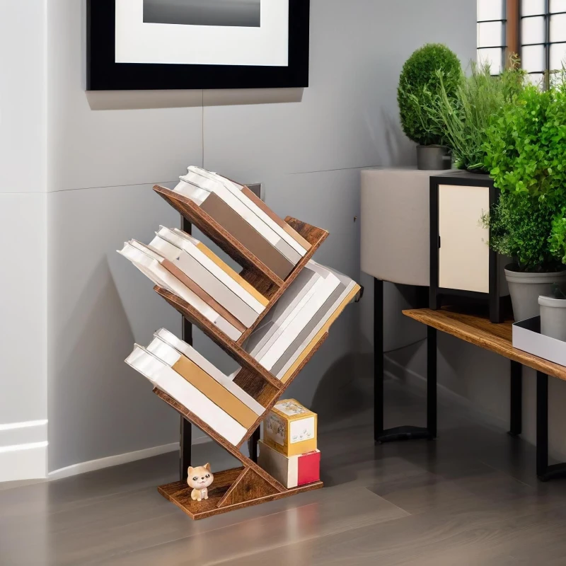 Image of Rafaelo Mobilia Desk Tree Bookshelf in Brown Brown Unisex