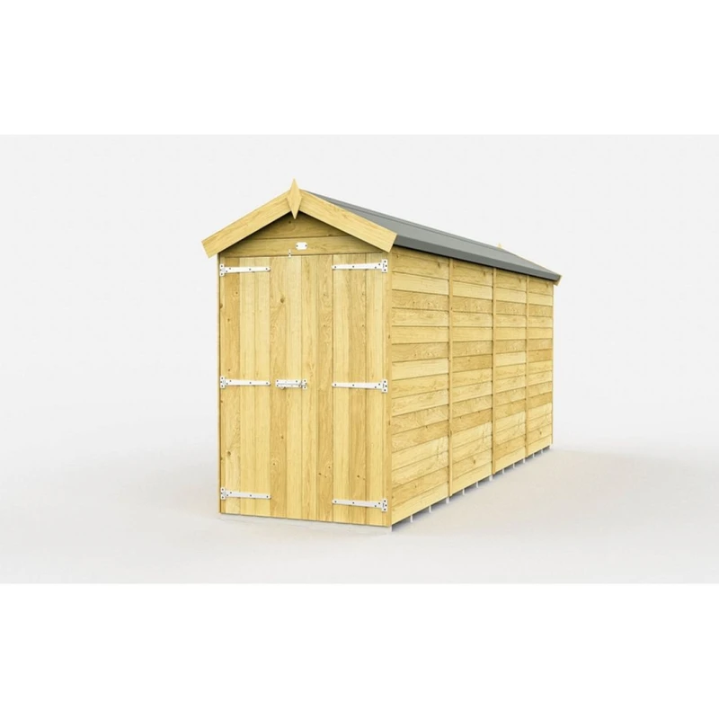 Image of Buttercup Farm 4 x 16 Feet Apex Shed - Double Door W/O Window - L472 x W118 x H217cm in Brown Brown Unisex