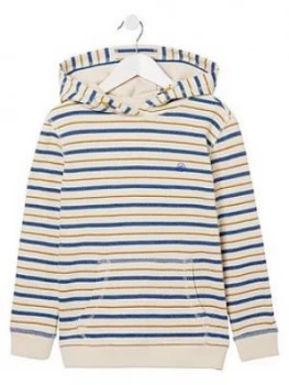 Image of Fat Face Boys Textured Stripe Popover Sweat Top - Ecru