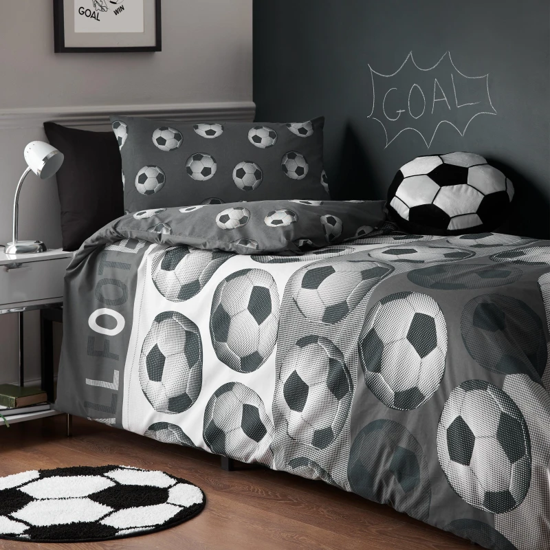 Image of Catherine Lansfield Football Childrens Bedding Grey