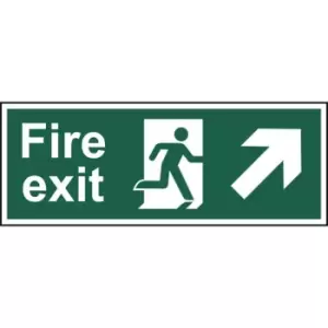 Image of Fire exit (Man arrow up/right) - Sign - PVC (400 x 150mm)