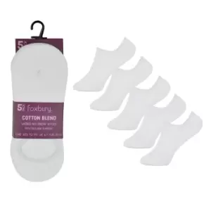Image of Foxbury Womens/Ladies Cotton Blend No Show Socks (5 Pairs) (UK 4-7) (White)