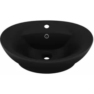 Image of Luxury Basin Overflow Oval Matt Black 58.5x39cm Ceramic Vidaxl Black