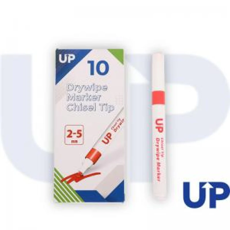 Image of UP Drywipe Chisel Tip Marker Red (10)
